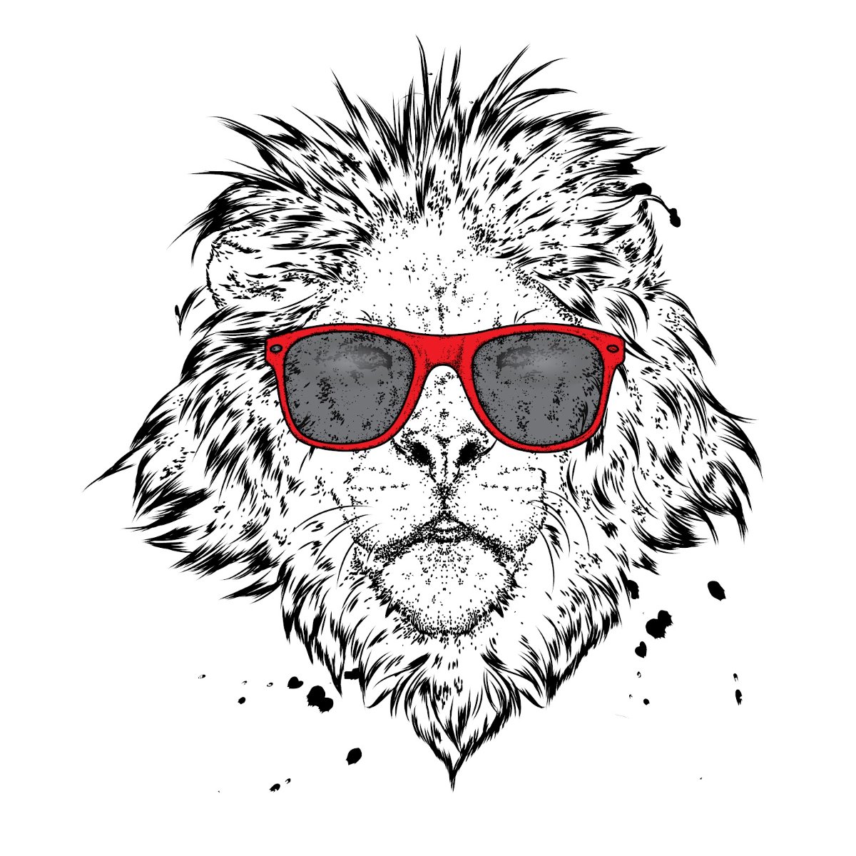 Vector đầu sư tử đeo kính đỏ