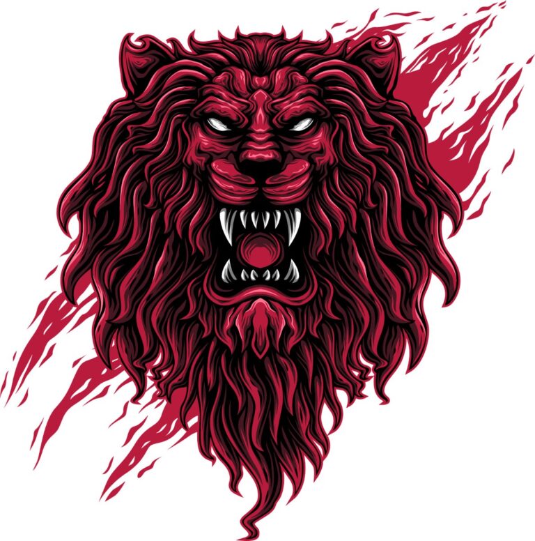 Vector đầu sư tử đỏ mạnh mẽ