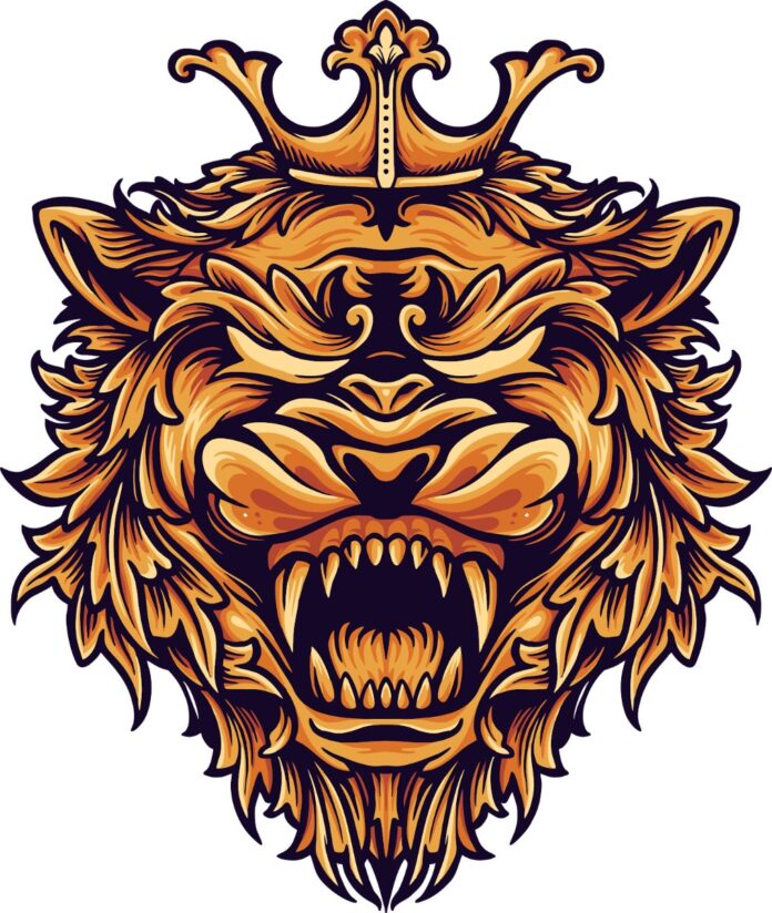 Vector đầu sư tử vàng vương miện