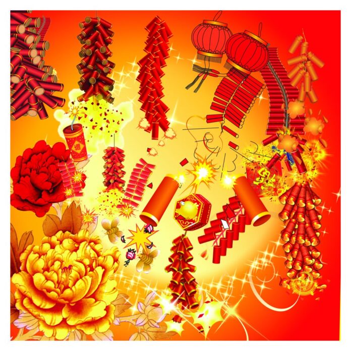 Vector đèn lồng pháo Tết