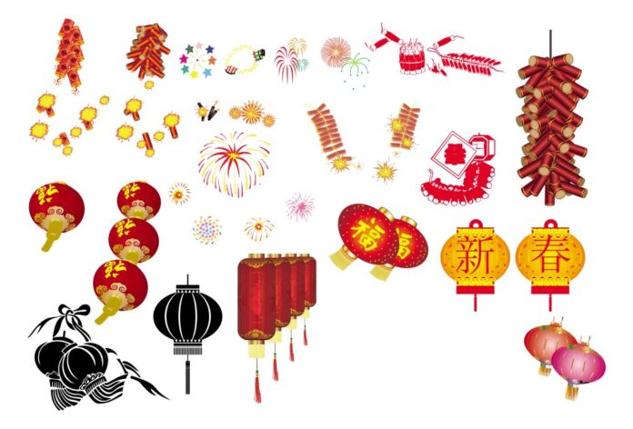 Vector Đèn Lồng Pháo Tết 2025