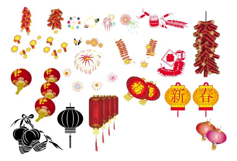 Vector Đèn Lồng Pháo Tết 2025