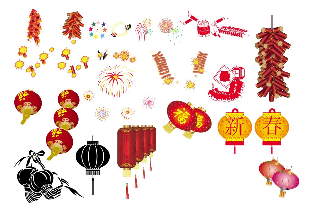 Vector Đèn Lồng Pháo Tết 2025