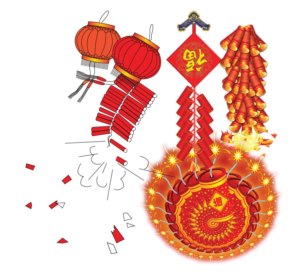 Vector đèn lồng pháo Tết