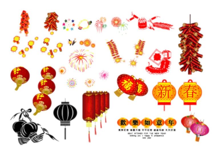 Vector đèn lồng pháo Tết