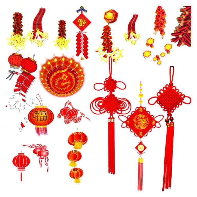 Vector đèn lồng pháo Tết