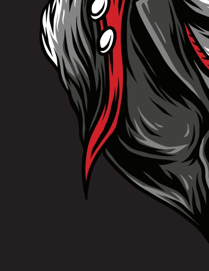 Vector đầu sói đen trắng mạnh mẽ