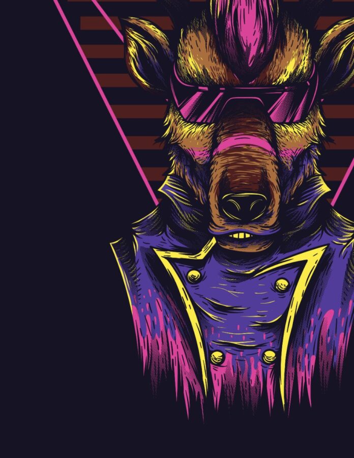 Vector hươu phong cách retro