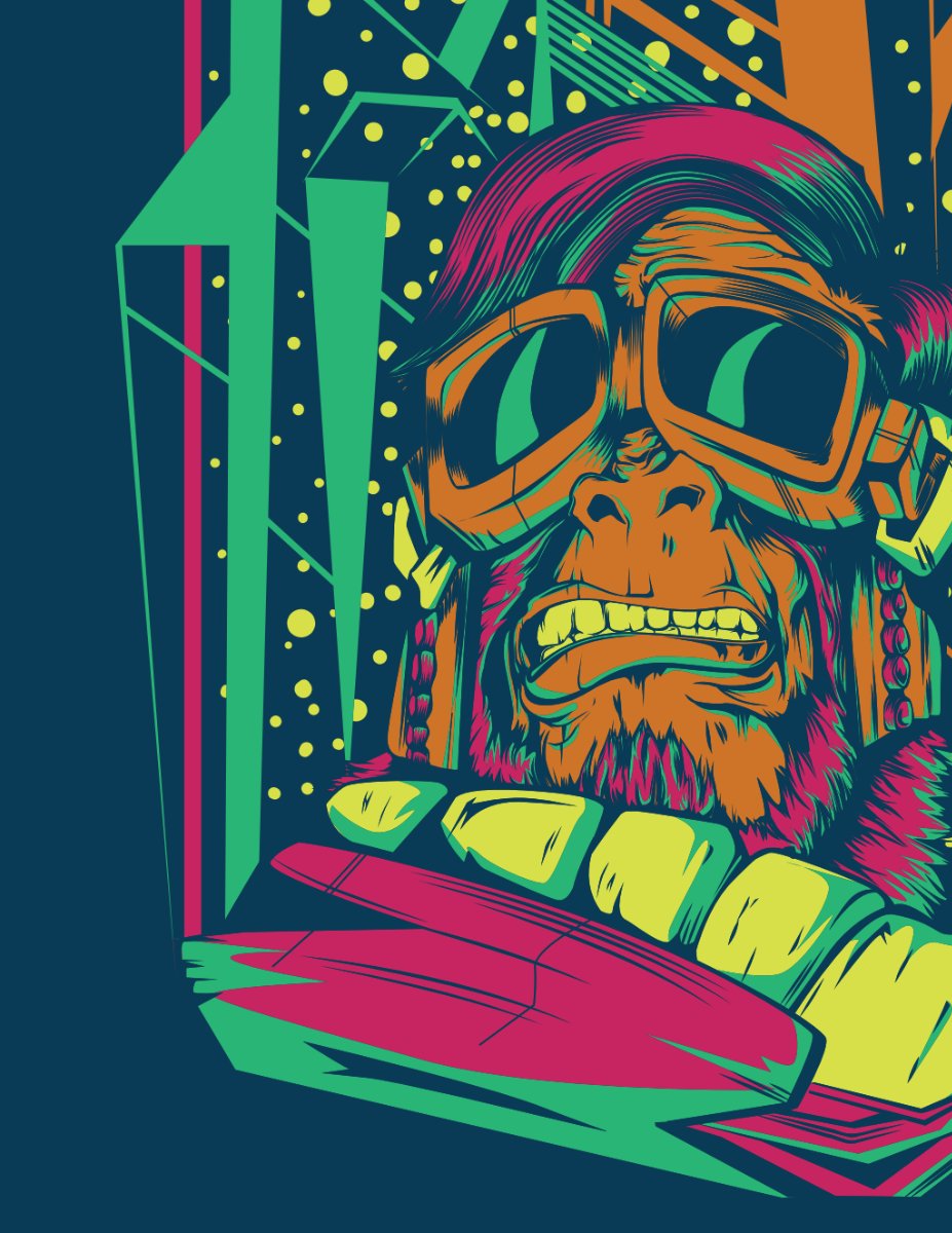 Vector khỉ đeo kính neon