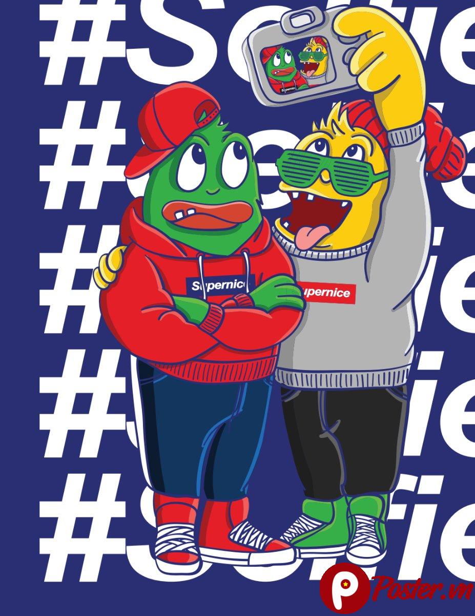 Vector đồ họa selfie phong cách hip hop