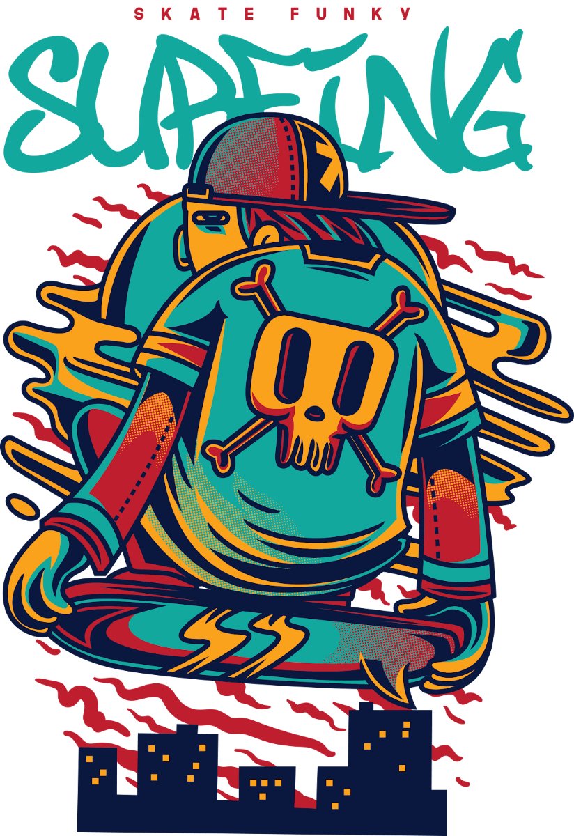 Vector Đồ Họa Skate Funky Surfing
