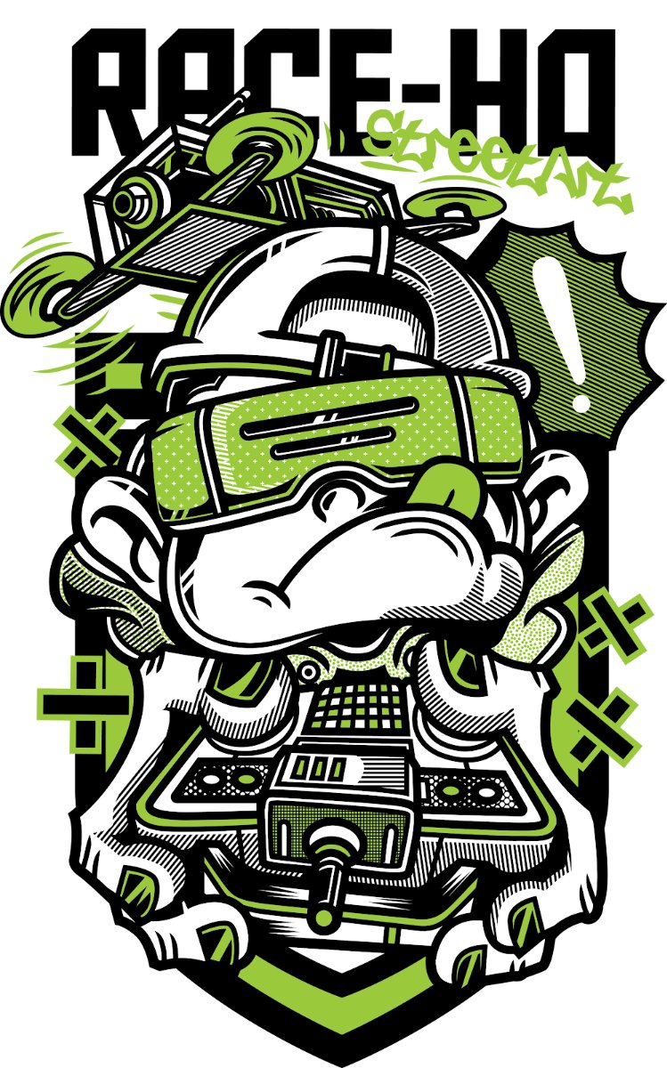 vector street art khỉ DJ