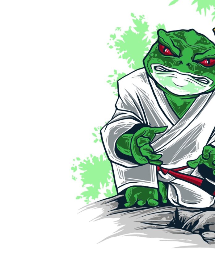 Vector ếch jiu-jitsu mạnh mẽ