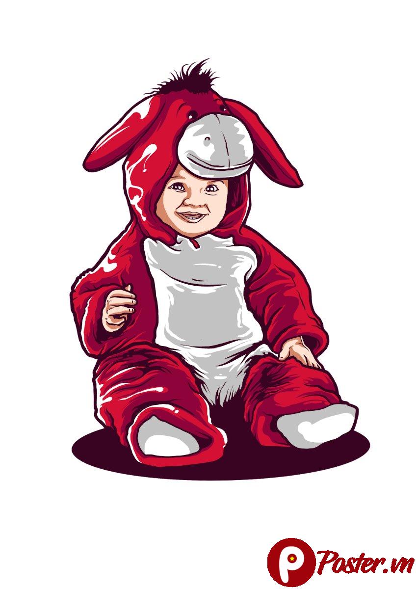 Vector em bé đồ ngủ đỏ