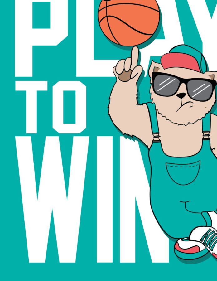 Vector Gấu Chơi Bóng Rổ