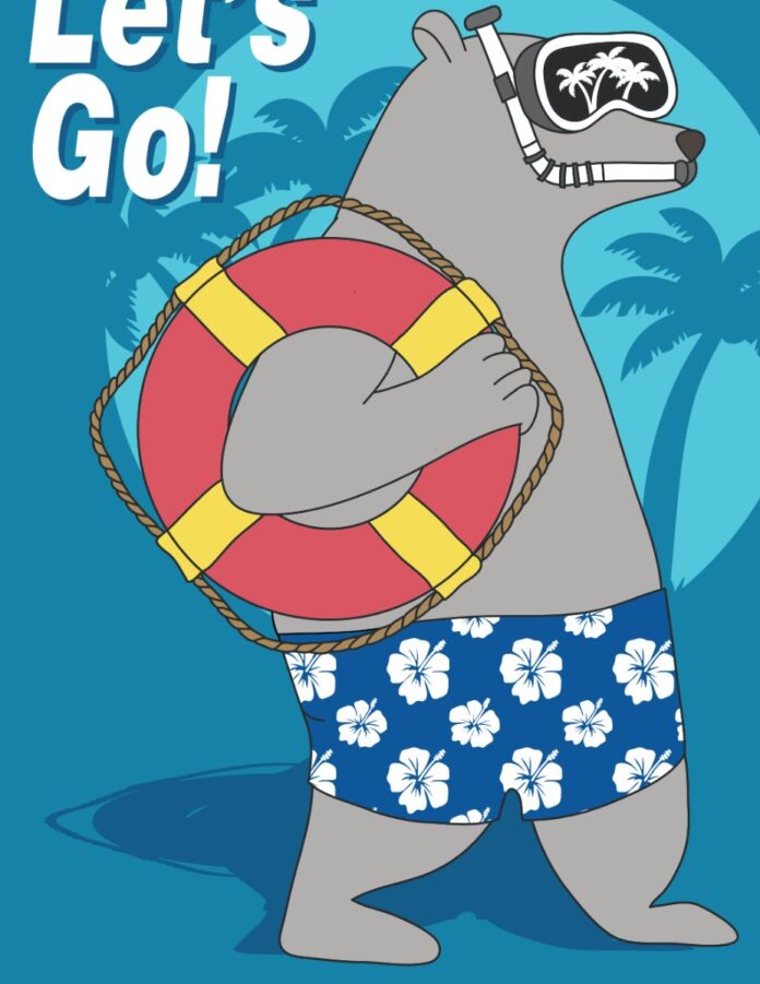 vector gấu đi biển