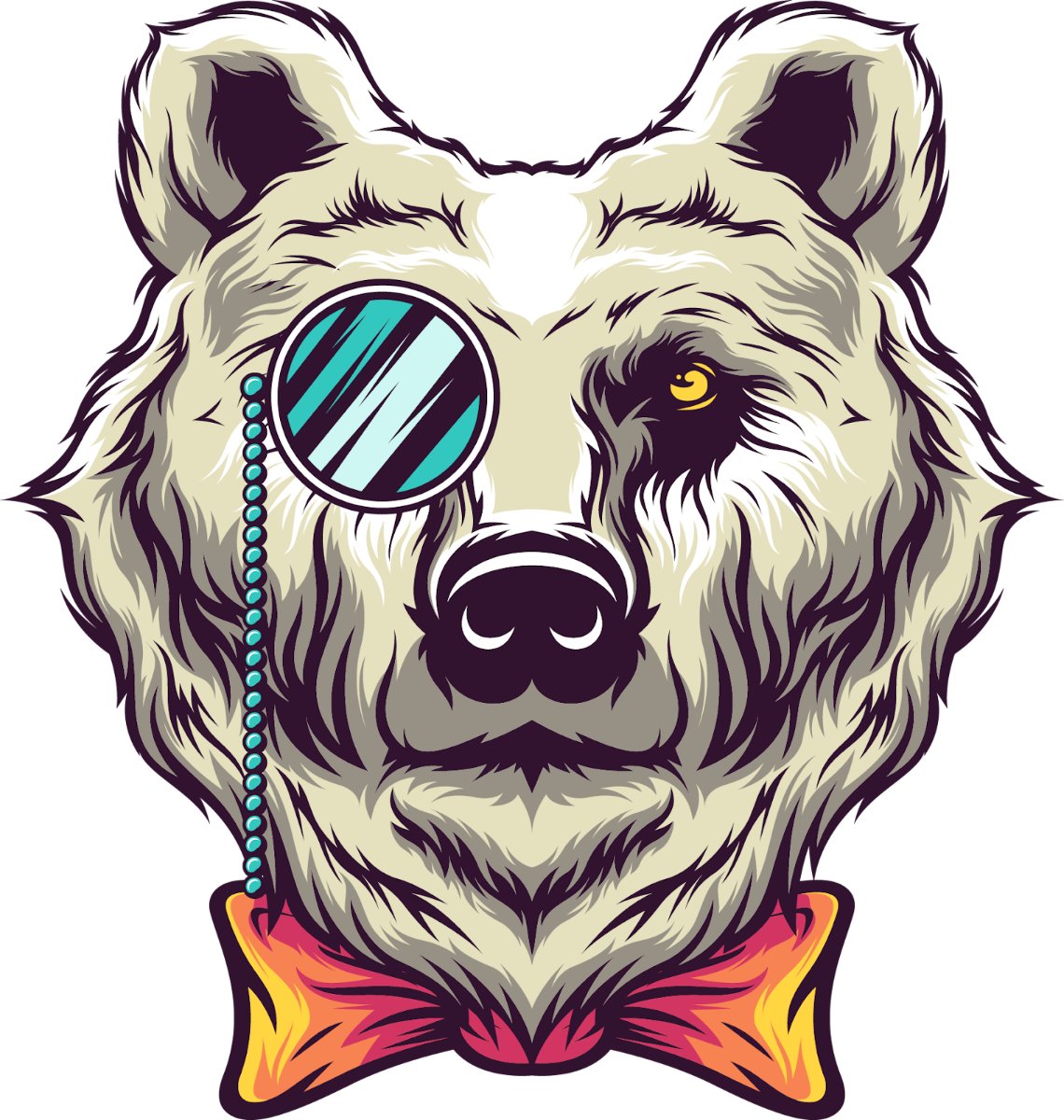 Vector gấu trắng đeo kính monocle