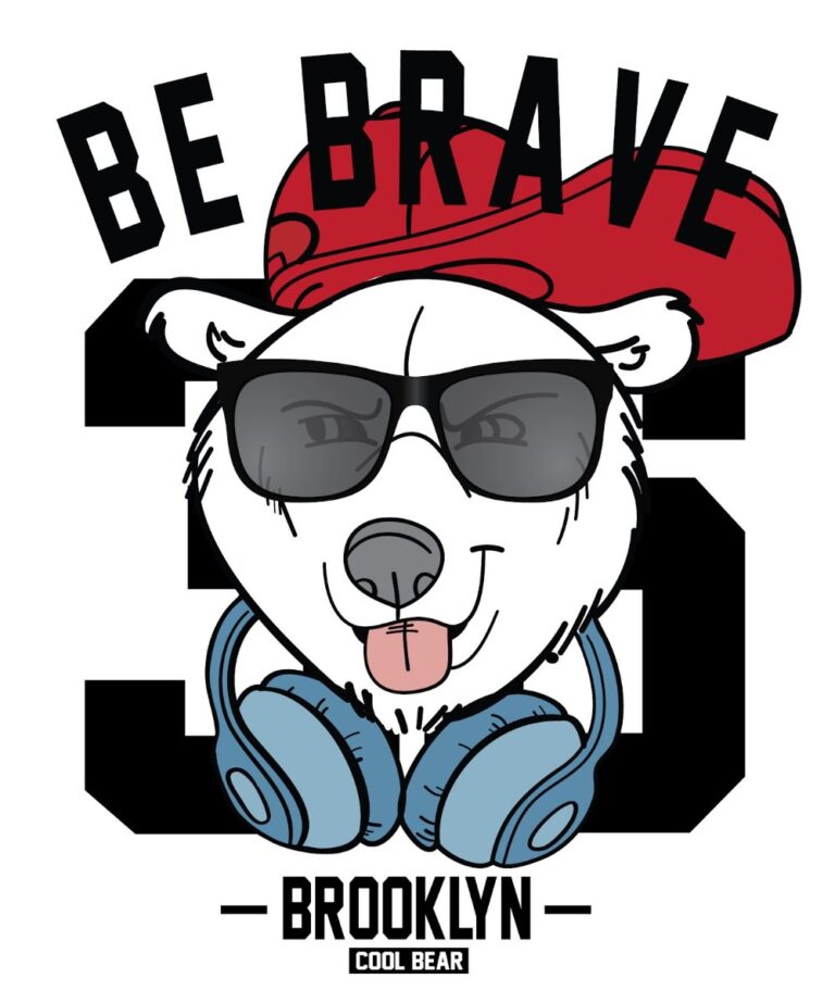 Vector gấu trắng đeo tai nghe