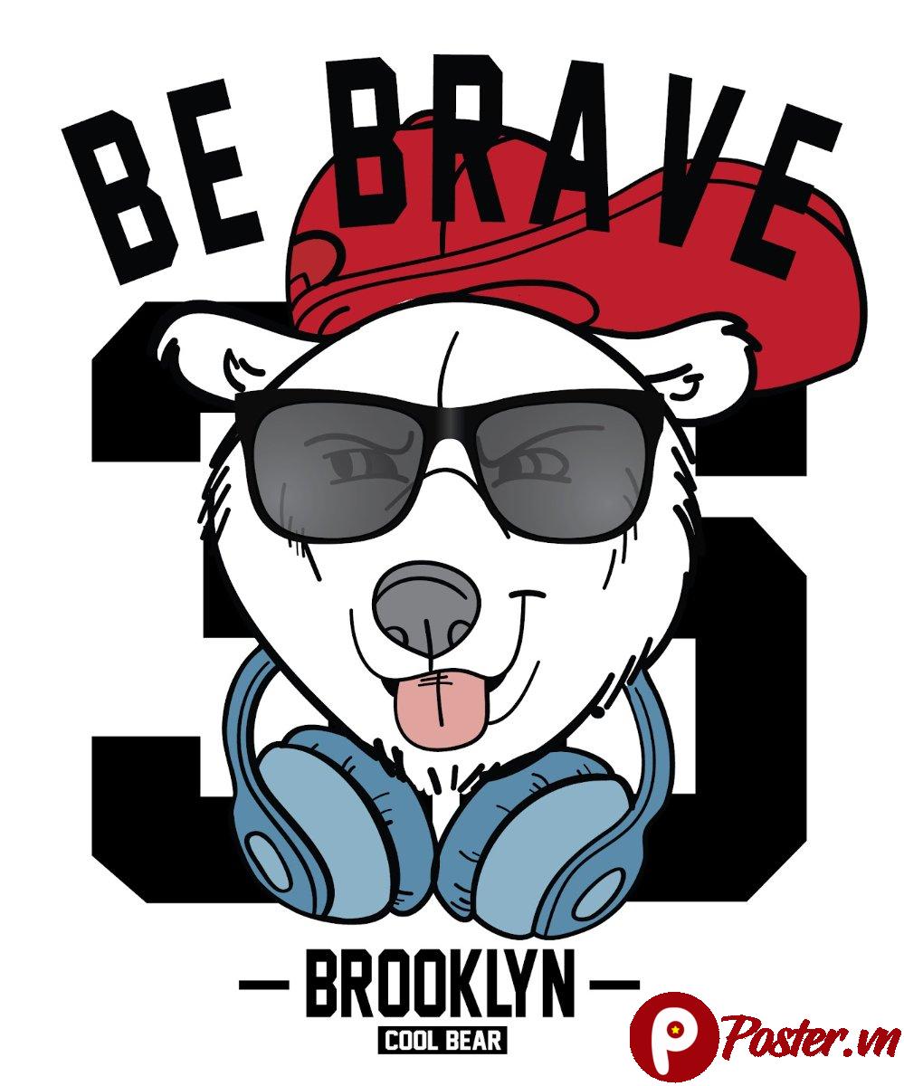 Vector gấu trắng đeo tai nghe