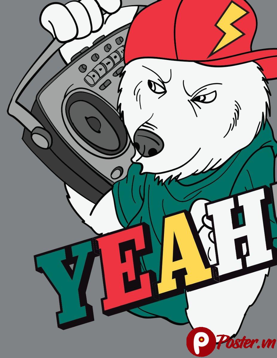 Vector gấu trắng hip hop
