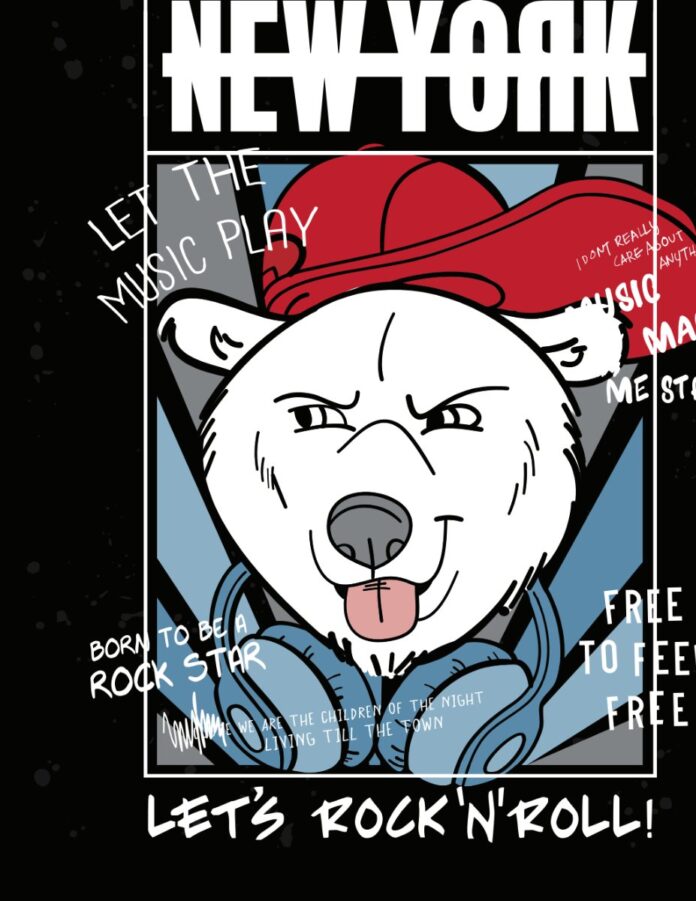 Vector Gấu Trắng New York Rock