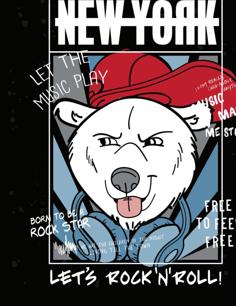 Vector Gấu Trắng New York Rock