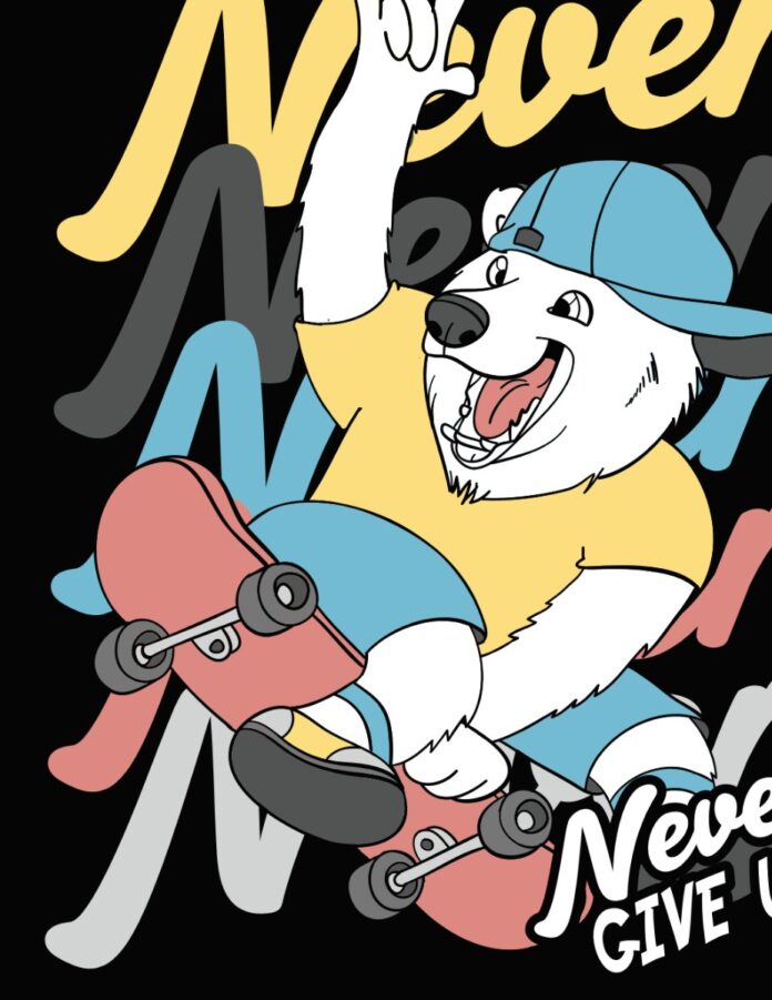 Vector gấu trượt ván streetwear