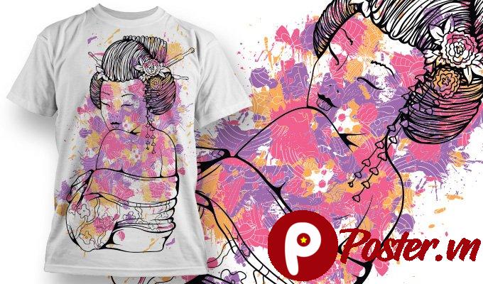 Vector Geisha In Áo Thun Độc Đáo