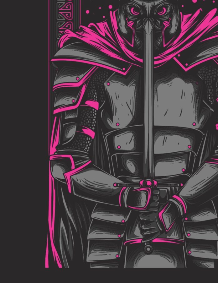 Vector hiệp sĩ đen hồng