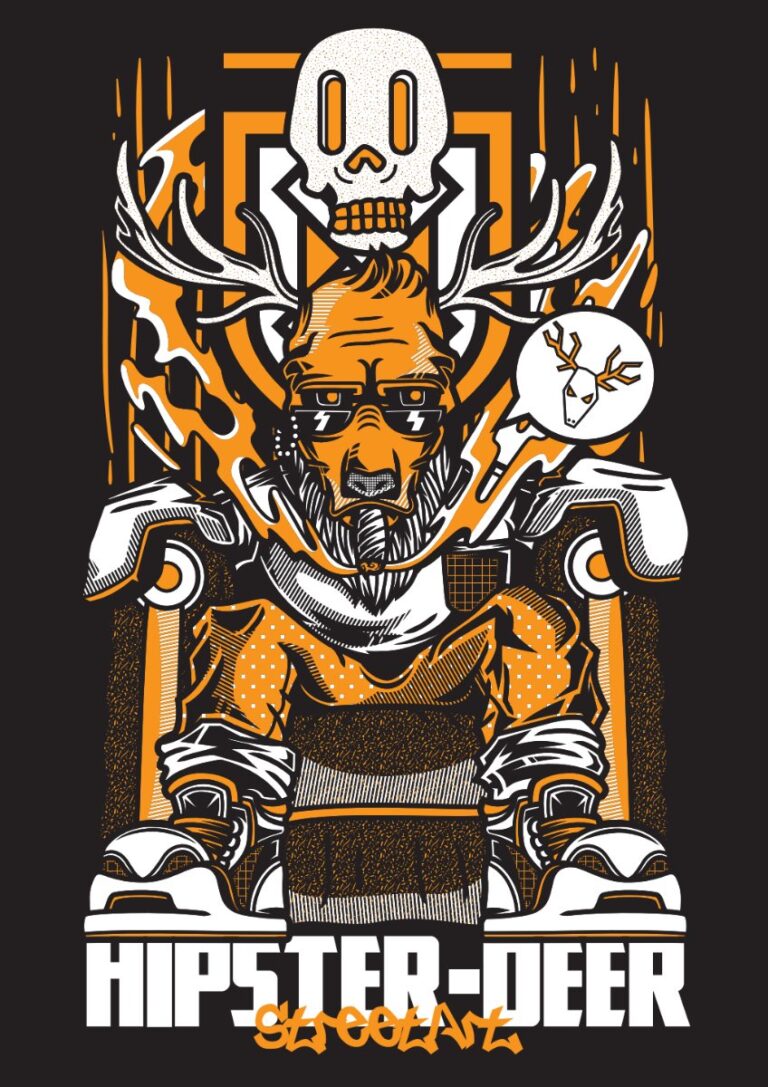 Vector Hipster Deer Zombie