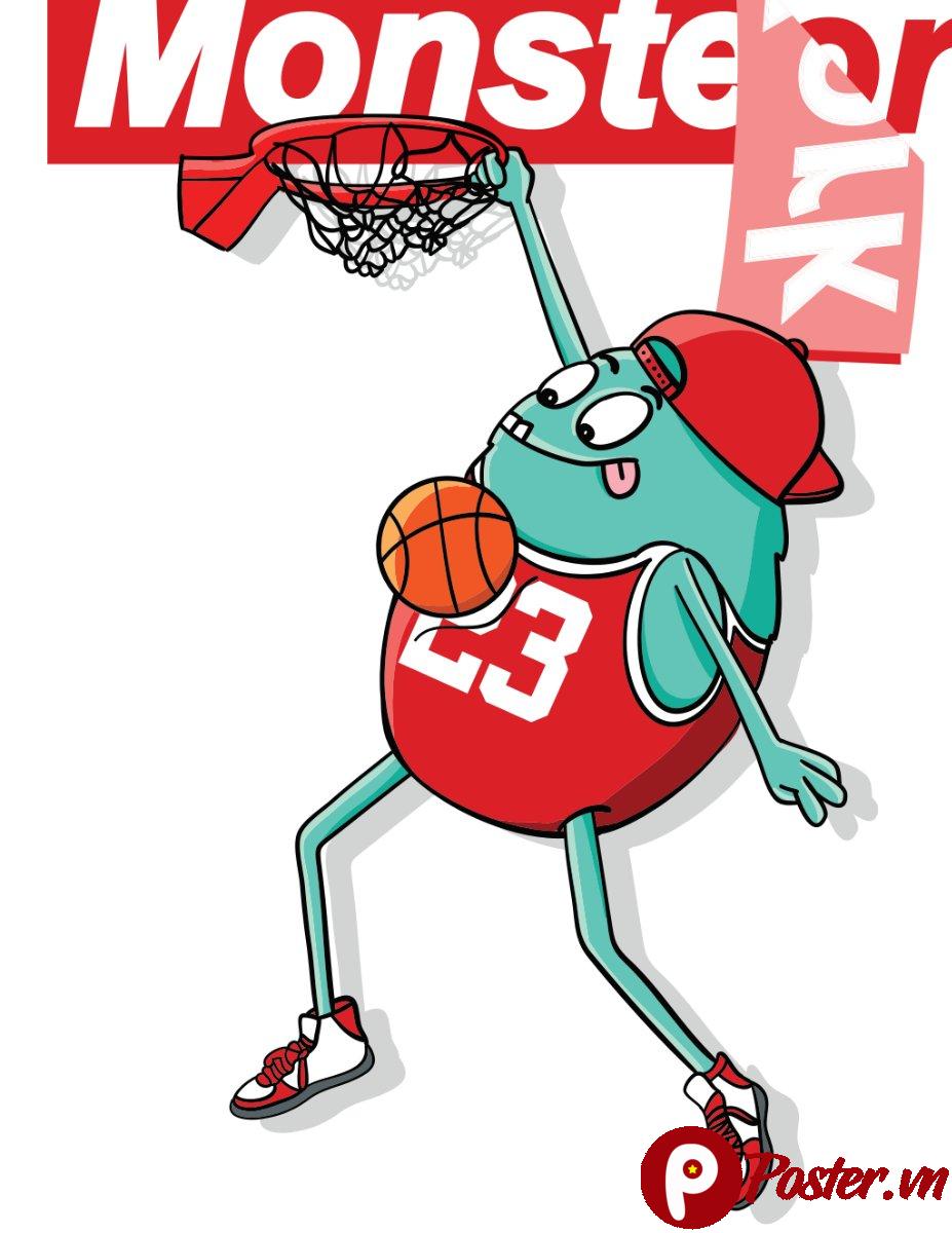 Vector hoạt hình bóng rổ dễ thương