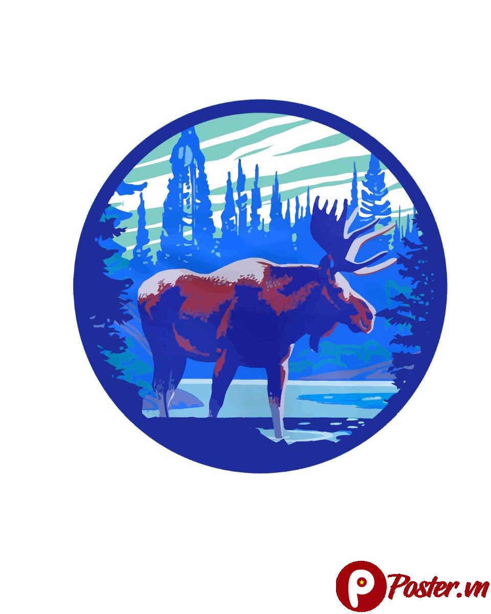 Vector Hươu Bắc Mỹ Phong Cảnh Rừng