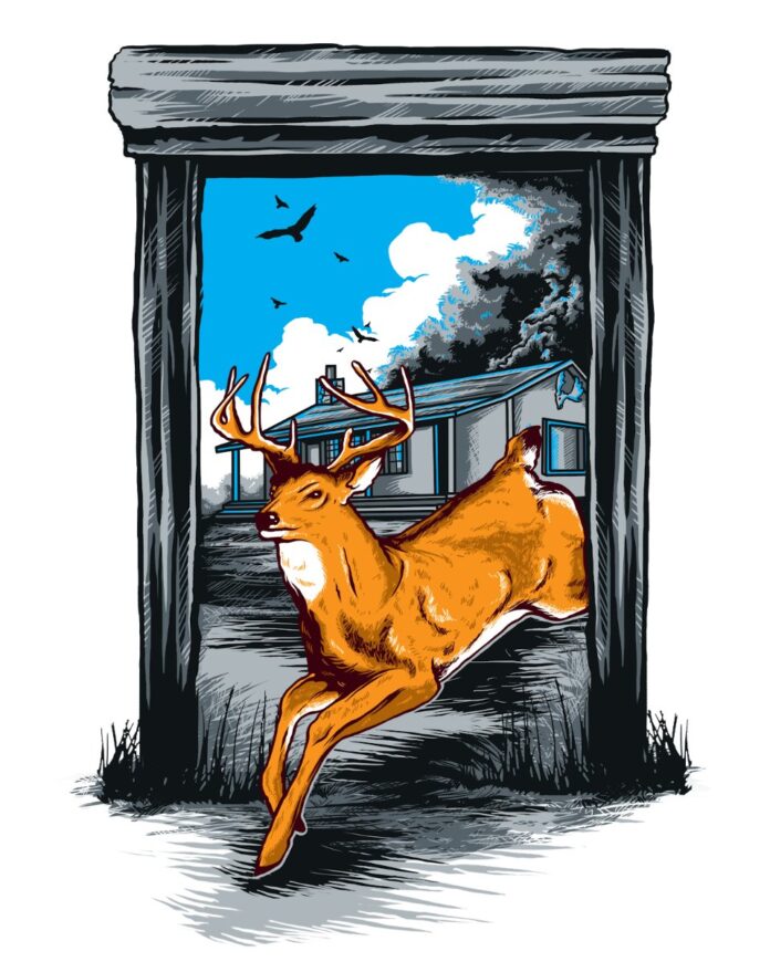 Vector Hươu Chạy Qua Cổng