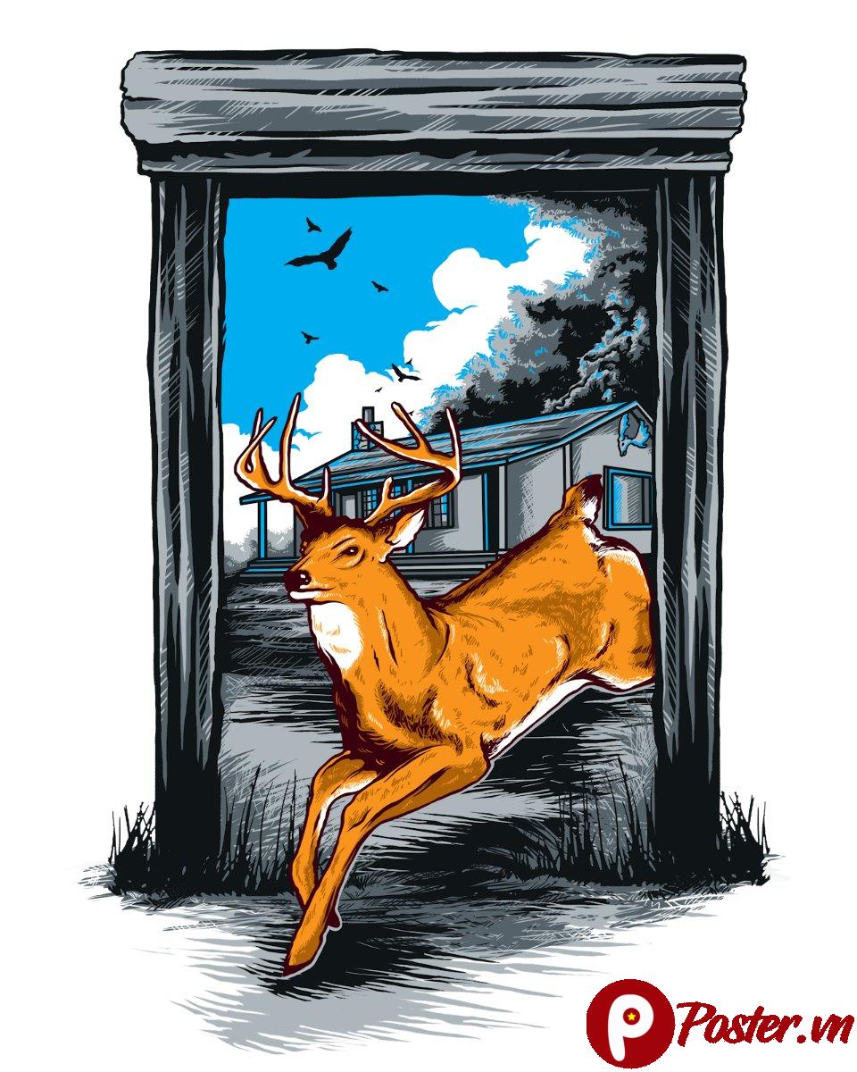 Vector Hươu Chạy Qua Cổng