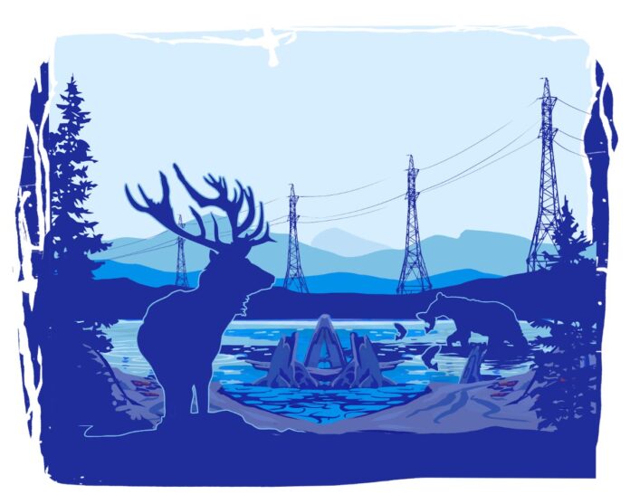 Vector Hươu Gấu Hồ Nước