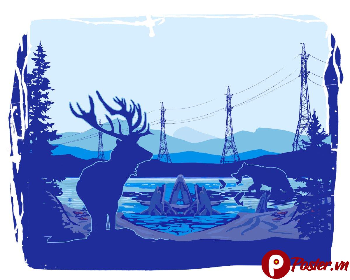 Vector Hươu Gấu Hồ Nước