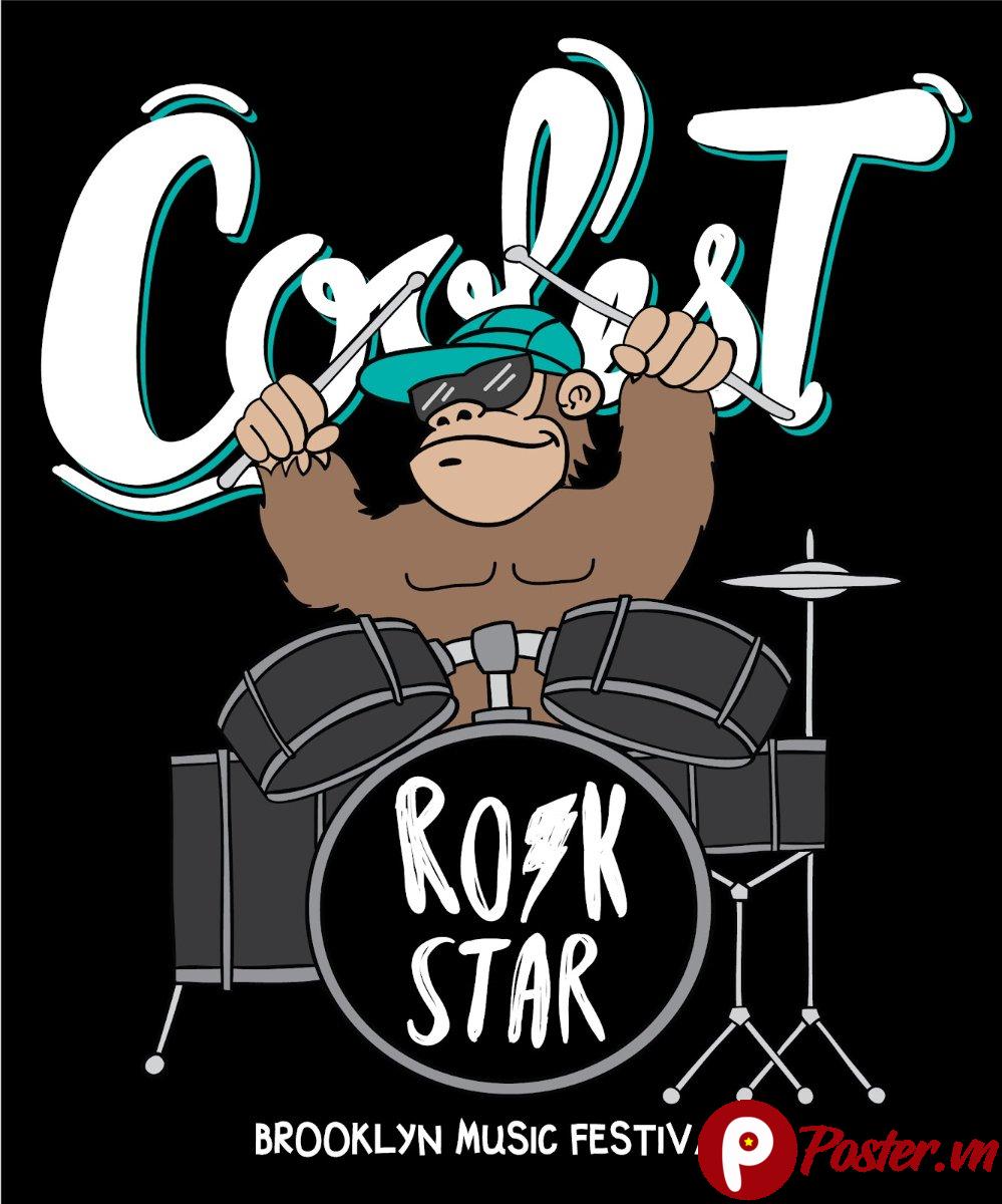 Vector Khỉ Chơi Trống Rock Star