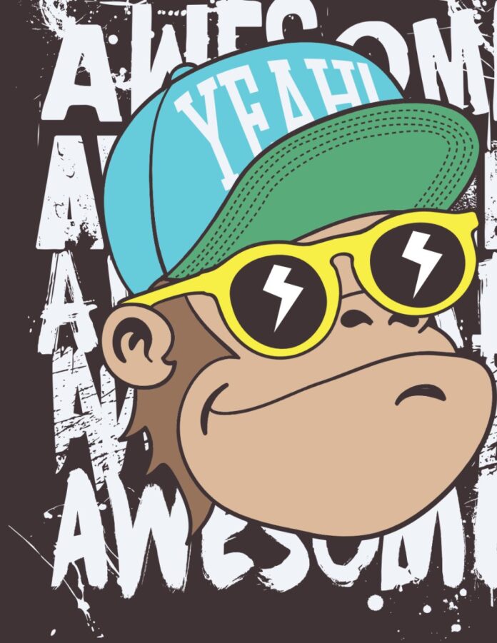 Vector khỉ đeo kính cool ngầu