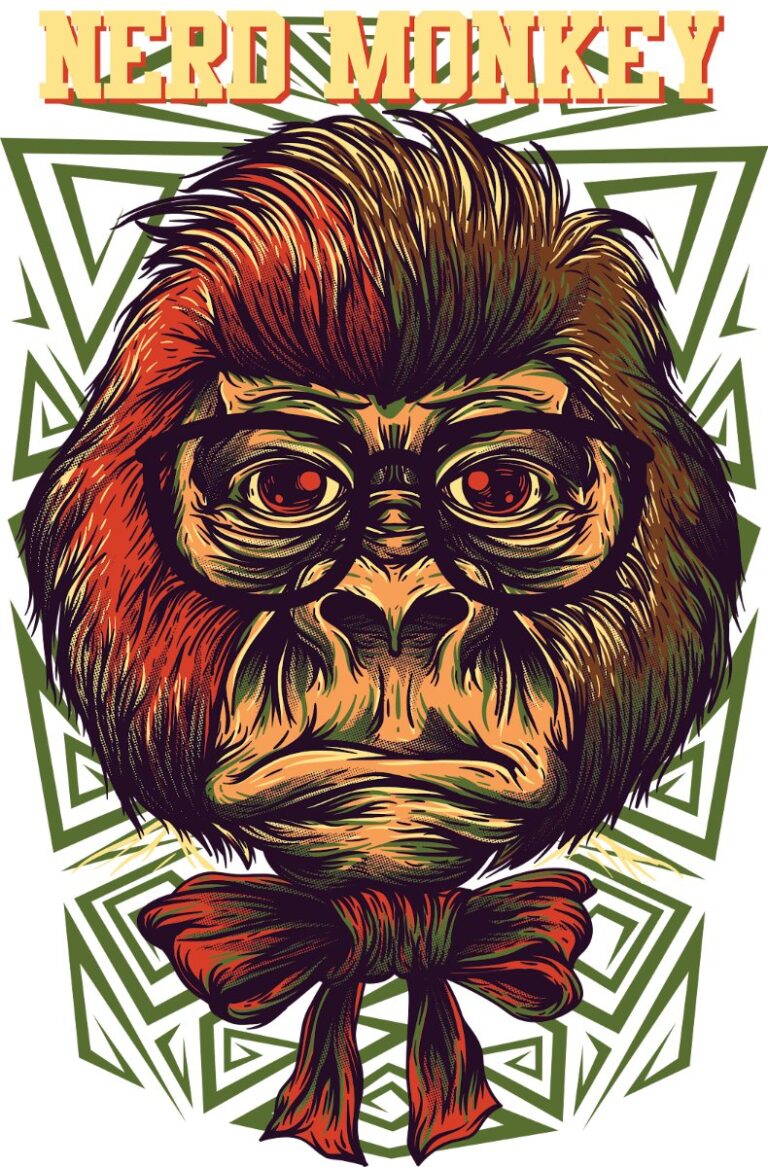 Vector Khỉ Đeo Kính Nerd Monkey