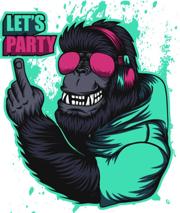 Vector Khỉ DJ Party