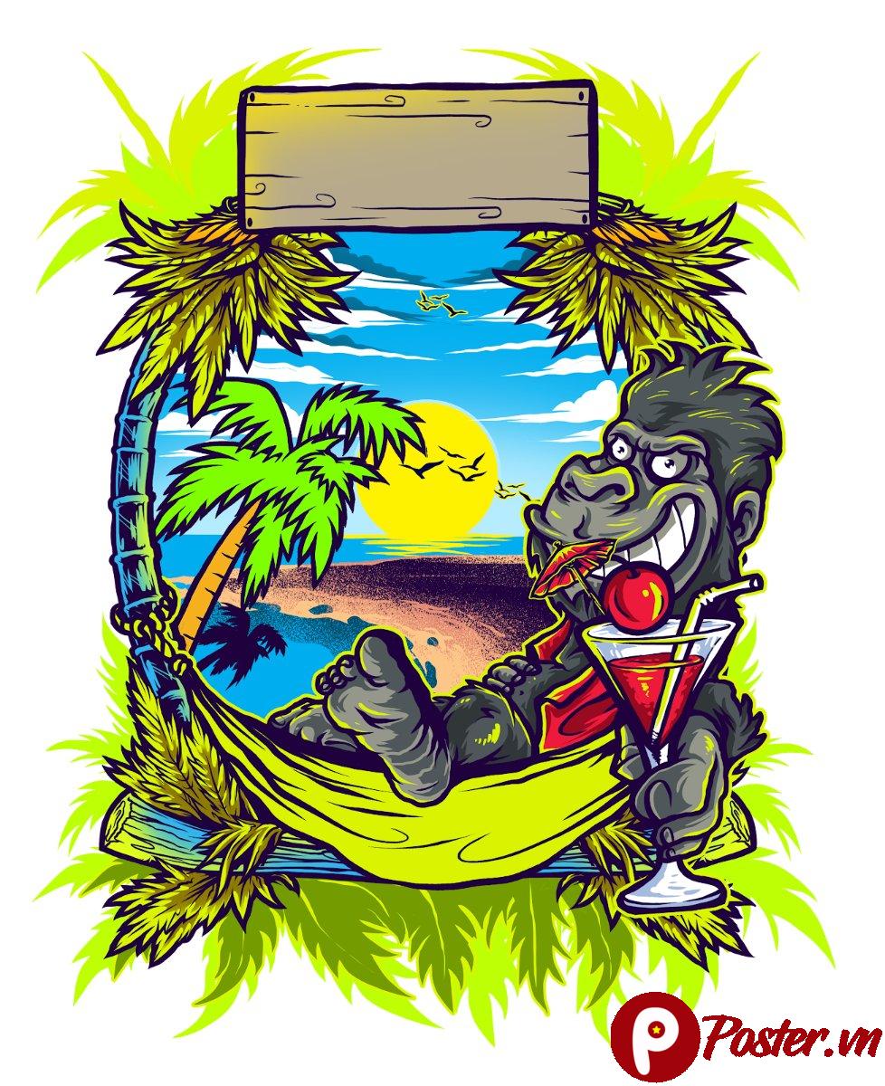 Vector khỉ hè vui nhộn