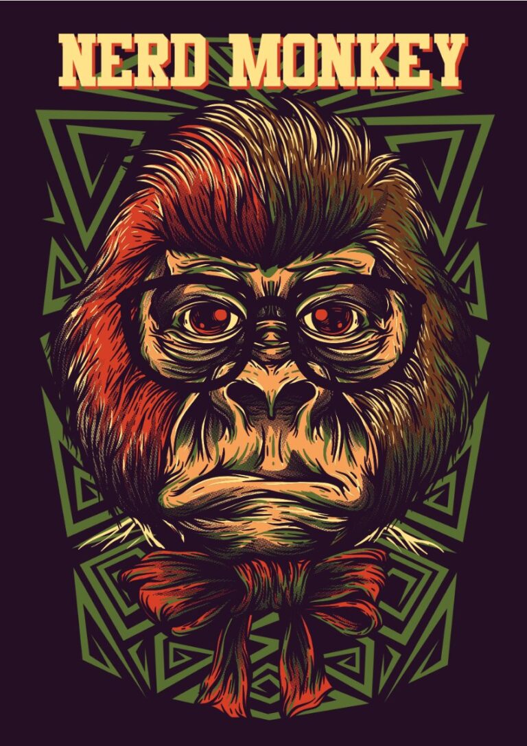Vector khỉ nerd độc đáo
