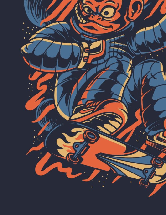 Vector Khỉ Skateboard Đồ Họa