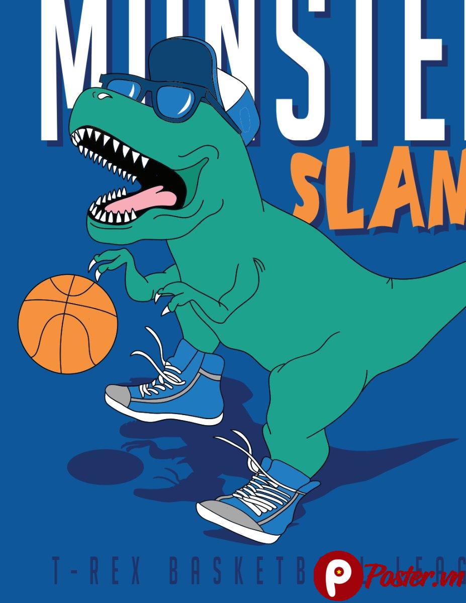 Vector khủng long chơi bóng rổ
