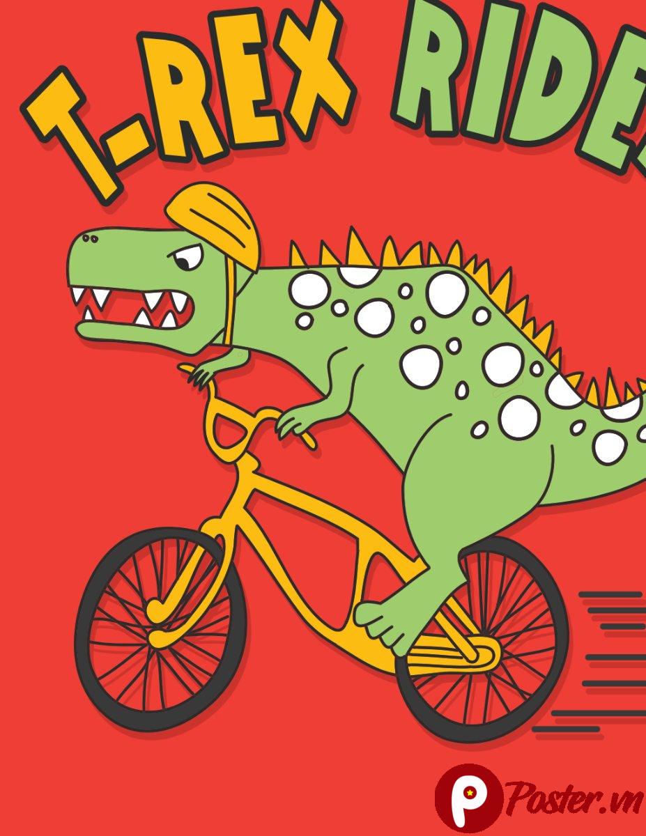 Vector khủng long đi xe đạp