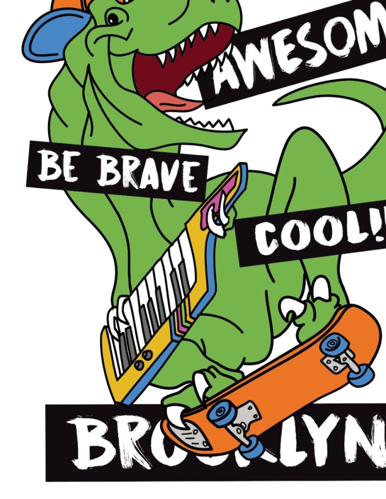 vector khủng long skateboard