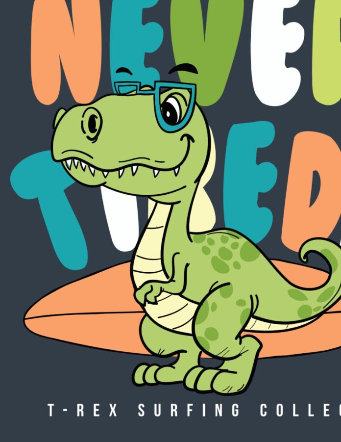 Vector khủng long T-Rex lướt ván