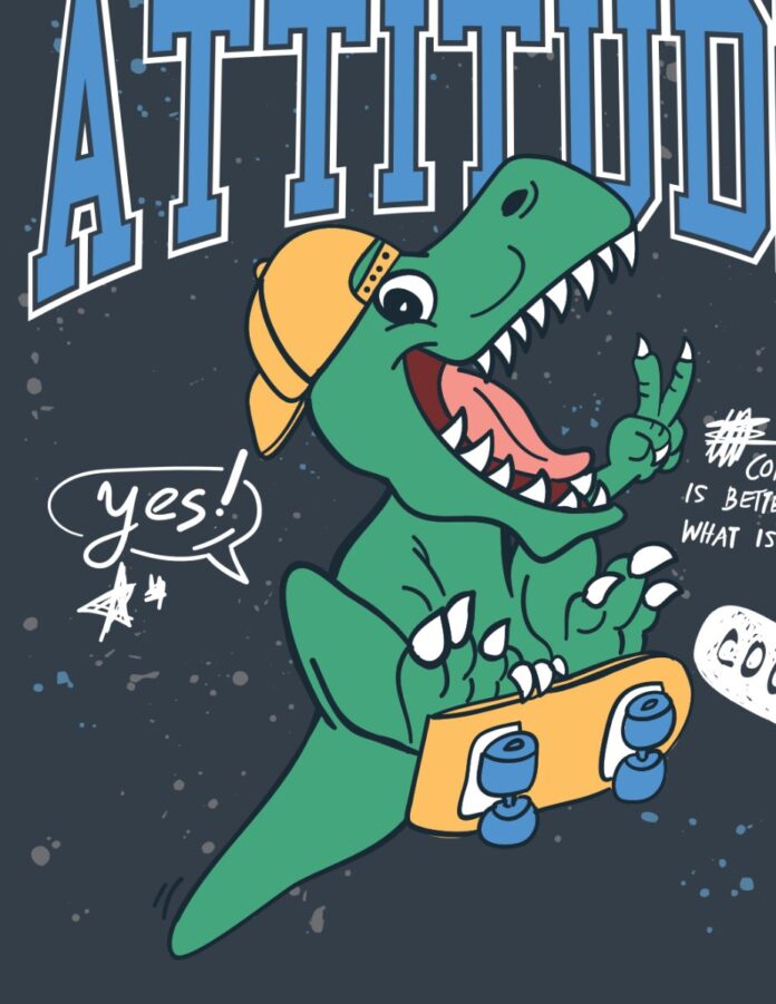 Vector khủng long trượt ván