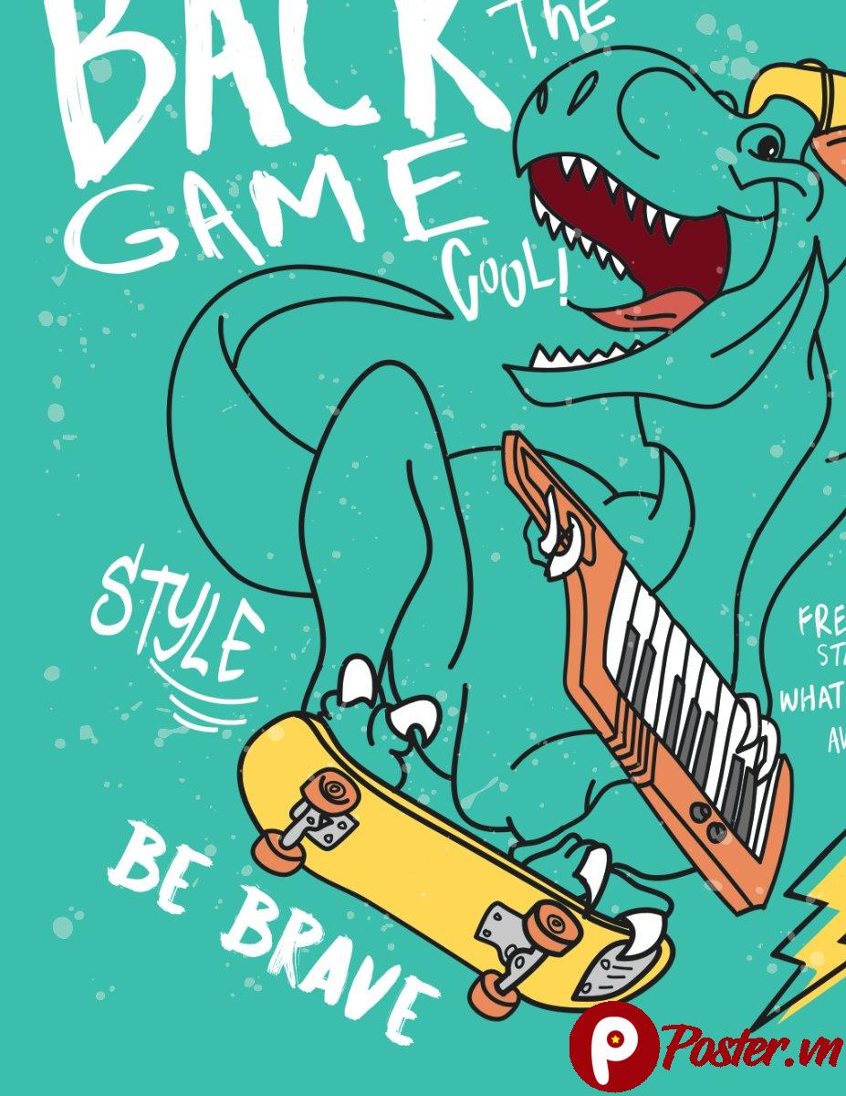 Vector khủng long trượt ván