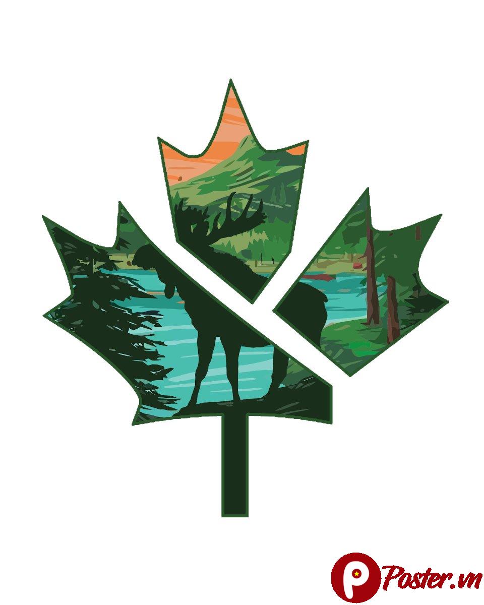 Vector lá phong Canada động vật